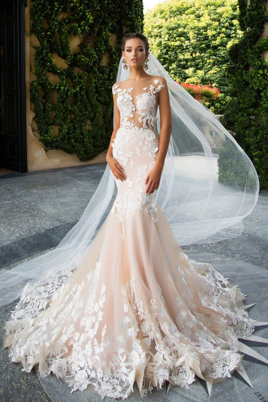 Light pink mermaid wedding dress deals