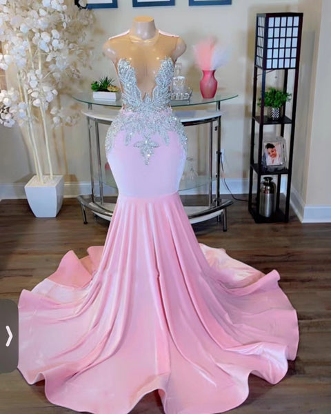 Sexy Beading Shining Beautiful Pink Prom Party Dress GS012