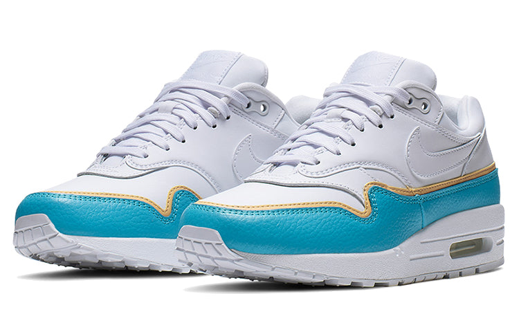 Nike Womens Air Max 1 'Double Layer - Blue' White/White/Light Blue Fury/Topaz Gold 881101-103