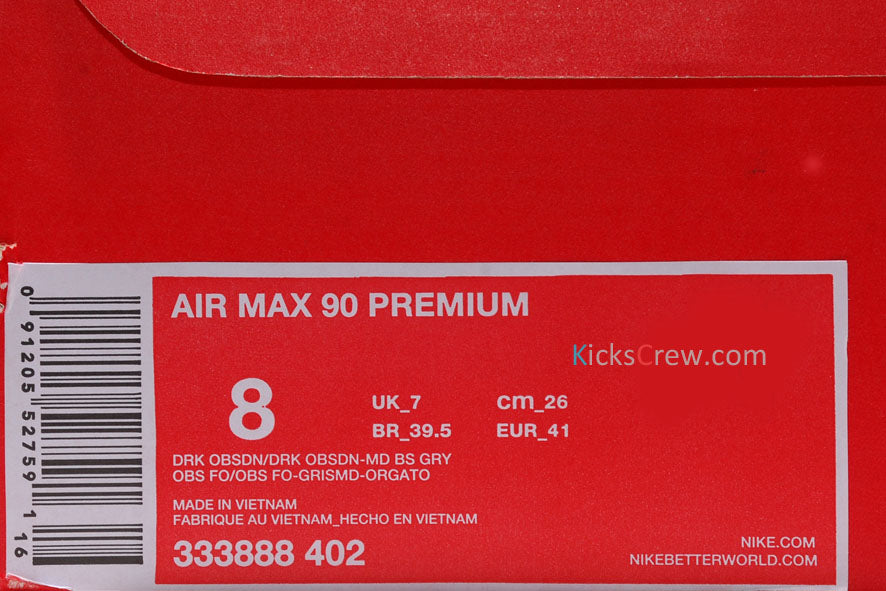 Nike Air Max 90 Premium Dark Obsidian Orange 333888-402