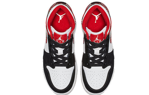 Air Jordan 1 Mid GS White Black Red 554725-607