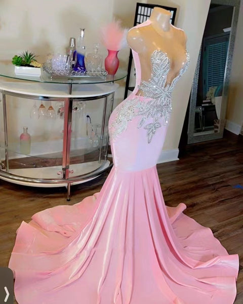 Sexy Beading Shining Beautiful Pink Prom Party Dress GS012