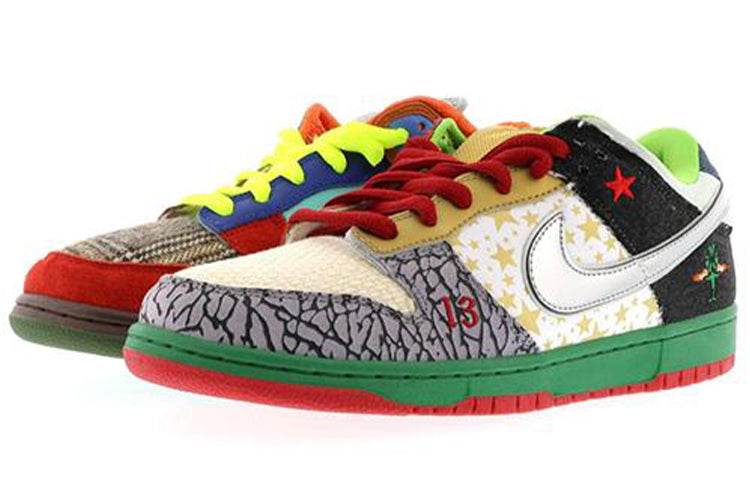 Nike Dunk Low SB Skateboard 'What The Dunk' White/College Blue-Chrome-Deep Red 318403-141