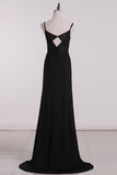Prom Dresses Sheath Spaghetti Straps Spandex With Applique GS001
