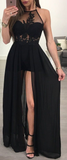 Elegant Black Prom Party Dress, Sexy Slit Long Formal Evening Dresses  GY187