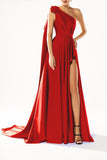 One Shoulder Bow Side Split Long Summer Fashion Beautiful Prom Party Dresses GS009