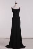Prom Dresses Sheath Spaghetti Straps Spandex With Applique GS001