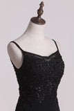 Prom Dresses Sheath Spaghetti Straps Spandex With Applique GS001
