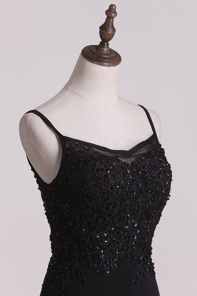 Prom Dresses Sheath Spaghetti Straps Spandex With Applique GS001