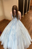 Blue Lace Long Ball Gown Prom Dress Evening Dress YE7436