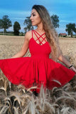 Chic A Line Red/Pink Short Homecoming Party Dresses with Ruffles PDA098 | ballgownbridal