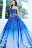 Beautiful Prom Dress A-line Sweetheart Ombre Satin Elegant Long Prom Dresses PDA431 | ballgownbridal