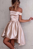 A-Line High Low Off Shoulder Light Champagne Homecoming Dresses PDA061 | ballgownbridal
