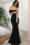 Mermaid Off-the-Shoulder Black Prom Dress Elegant Satin Long Evening  PDA534 | ballgownbridal