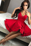 Red Short Homecoming Dresses Spaghetti Straps Party Dresses PDA131 | ballgownbridal