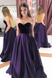 Purple Satin Velvet Strapless Long Pageant Prom Dress PDA511 | ballgownbridal