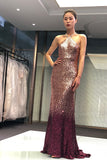 Mermaid Cross Neck Ombre Long Prom Dress Open Back Sequined Evening  PDA415 | ballgownbridal