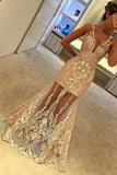 Mermaid V-Neck Floor-Length Sleeveless Ivory Tulle Prom Dress with Appliques AHC657 | ballgownbridal