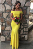 Two Piece Off-the-Shoulder Floor-Length Yellow Prom Party Dress PDA346 | ballgownbridal