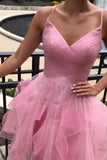 Cute A Line Spaghetti Straps Pink Short Homecoming Dresses with Ruffles PDA126 | ballgownbridal