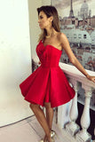 Strapless Red Short Homecoming Party Dresses with Ruffles PDA143 | ballgownbridal