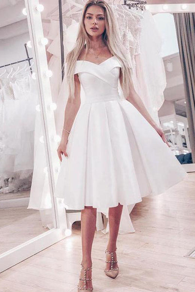 Princess A Line Off the Shoulder White Short Homecoming Dresses PDA127 | ballgownbridal