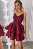 Chic A Line Spaghetti Straps Burgundy Homecoming Dresses with Appliques PDA122 | ballgownbridal