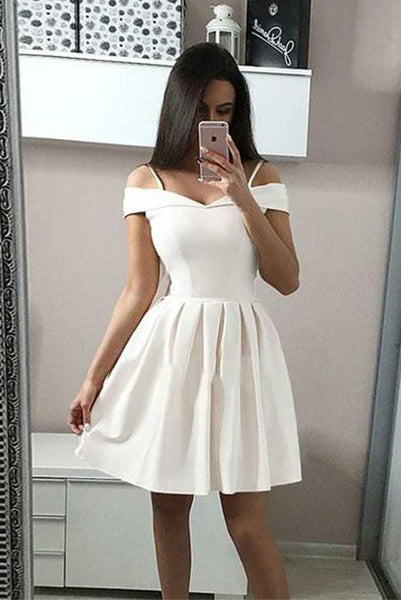 Off the Shoulder White Short Homecoming Dresses with Ruffles PDA138 | ballgownbridal