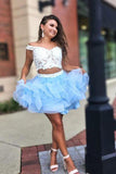 Two Piece Short Homecoming Dresses Blue Appliques Party Dresses PDA150 | ballgownbridal