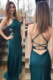 Sheath Jewel Criss-Cross Straps Floor-Length Dark Green Prom Dress PDA295 | ballgownbridal
