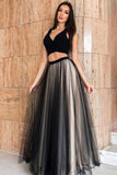 Black Tulle Long Two Pieces Evening Dress PDA490 | ballgownbridal