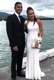 Mermaid Spaghetti Straps Sweep Train Ivory Prom Dress with Sequins PDA315 | ballgownbridal