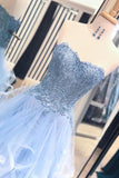 Gorgeous A Line Sweetheart Appliques Lace Prom Dresses with Ruffles  AHC546