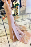 Mermaid Off-the-Shoulder Sweep Train Bluesh Prom Dress with Appliques PDA301 | ballgownbridal