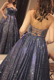 Ball Gown Sweetheart Dark Gray Prom Dresses with Cris Cross Back ODA002 | ballgownbridal