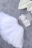 Adorable Two Piece Scoop Short Beaded White Tulle Cocktail Party Dress PDA085 | ballgownbridal