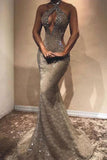 Mermaid High Neck Long Prom Dresses Keyhole Evening Party Dresses PDA207 | ballgownbridal