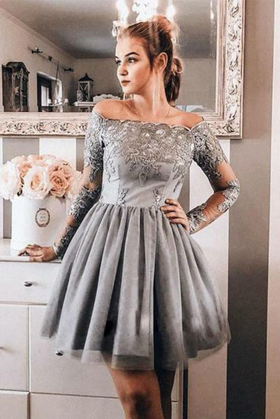 Off the Shoulder Short Homecoming Dresses Applique Cocktail Dresses PDA149 | ballgownbridal