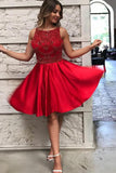 Stylish A Line Halter Red Short Homecoming Dresses with Beading PDA093 | ballgownbridal