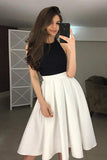 Simple Halter White Knee Length Homecoming Party Dresses with Ruffles PDA110 | ballgownbridal