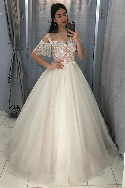 Off the Shoulder White Wedding Gowns 2019 Ball Gown Appliques PDA043 | ballgownbridal