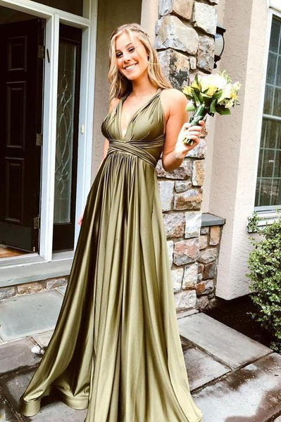 Unique Long Deep V-neck Halter Prom Dress PDA514 | ballgownbridal