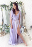 Lilac Chiffon Simple Long Prom Dress PDA485 | ballgownbridal