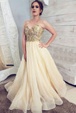 Sweetheart Neck Champagne Tulle Strapless Long Lace Prom Dress PDA504 | ballgownbridal