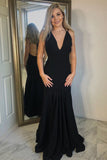 Mermaid V-Neck Backless Floor-Length Black Prom Dress with Beading PDA356 | ballgownbridal