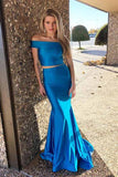 Two Piece Mermaid Off-the-Shoulder Royal Blue Long LR20