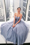Sweetheart Grey Tulle Sparkly Long Prom Gown PDA508 | ballgownbridal