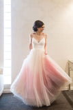 Chic Ombre Prom Dresses Spaghetti Straps A-line Floor-length Long Prom Dress PDA434 | ballgownbridal