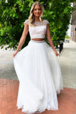 Two Pieces White Lace Long Prom Dress, Evening Dress SJ211203