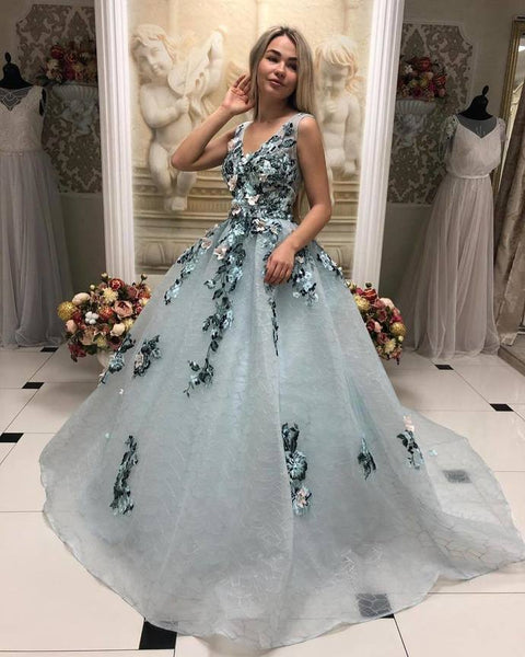Flower Tulle Ball Gown Prom Dress, Princess Quinceanera Dresses GQ3314